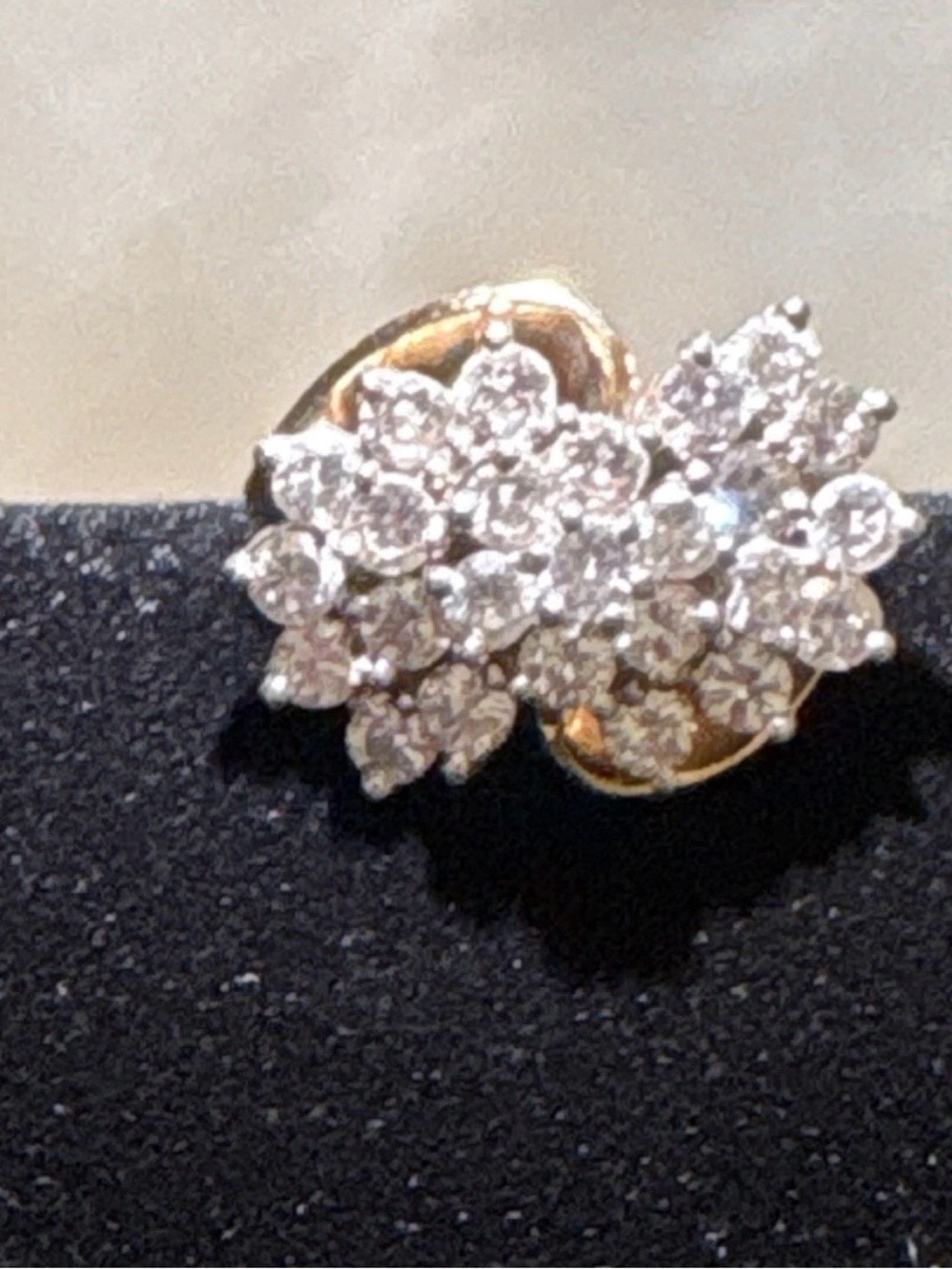 Vintage 14k Yellow Gold Cluster Diamond Ring 24 Stones Size 6.5 2mm Band-1.75ctw